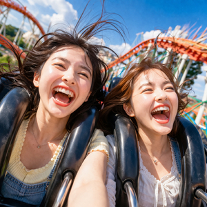 絶叫と笑顔で翔けるジェットコースター