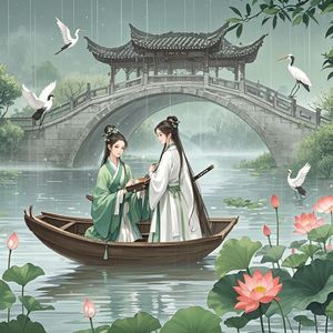 画舫烟雨-月见山