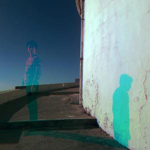 and through the thick glass