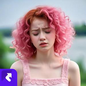 伤感的粉色头发女孩 (现场)