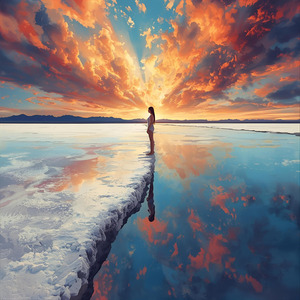 無限の鏡-空と地の境界線