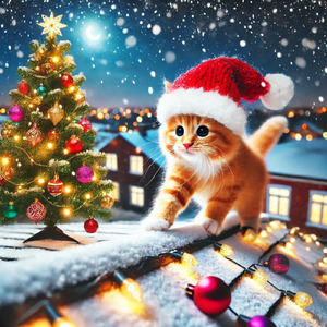 猫のクリスマス散歩