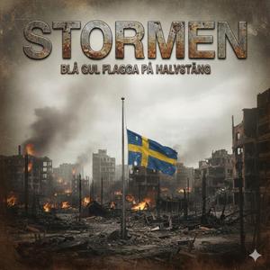 Blå Gul Flagga På Halvstång