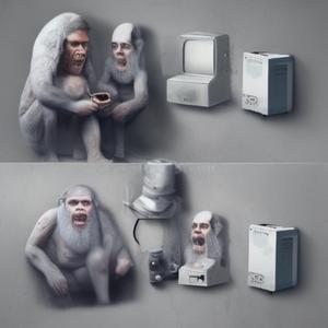 ingeniero y minotauro observan una claraboya