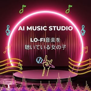 LO-FI音楽を聴いている女の子