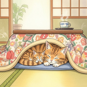 こたつでとろける猫