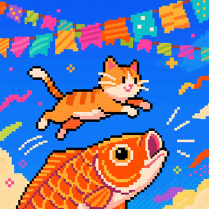 ジャンピンにゃんこいのぼり
