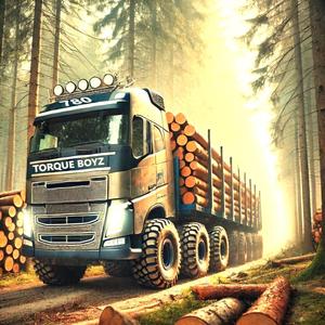 Timmerbilen Volvo FH D17 780 Hämtar Timmer i Skogen (Stock Stock Stock)