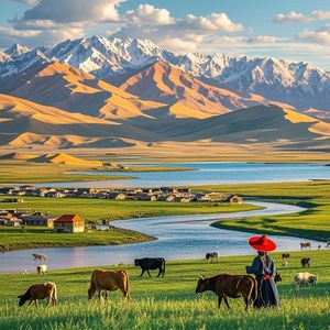 祁连山下故乡村庄