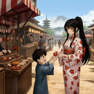 君の笑顔と花飾り