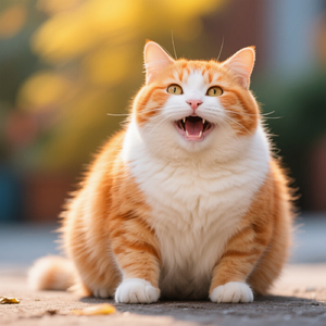 The chubby happy cat