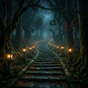 灯籠の影を上る