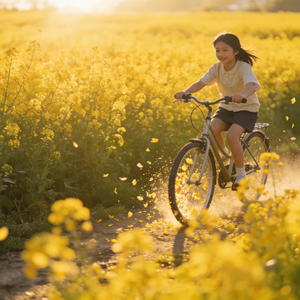 单车后座的油菜花田