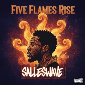 Five flames rise