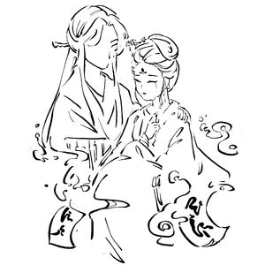 雪落在先生肩上