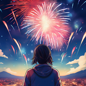 花火咲く夜空の下で