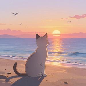 太陽が青い海に...