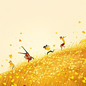 从落满树叶的山坡向下滚