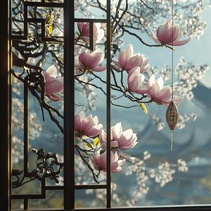 Magnolia by the Lattice Window花窗玉蘭-Pipa Light Music