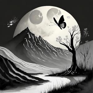 Moon and Dancing Butterfly