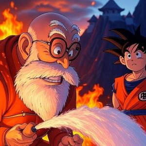 Muten Roshi apaga el fuego del monte Frypan #DragonBall #DragonBallHistoria #SonGoku #rock #epic