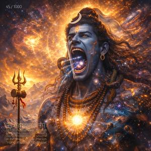 Om Mahaahanavae Namah (Om Namah Shivay 45-1000) One who possesses the vast jaw capable of swallowing the universe at the time of total dissolution.