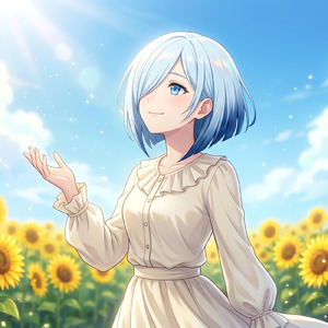 振り向けばひまわり、背中には影