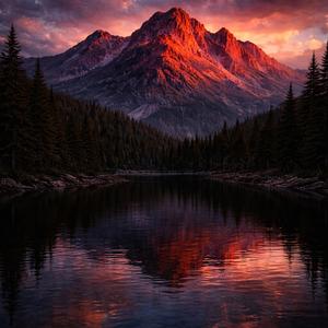 Blue sky, Red mountain