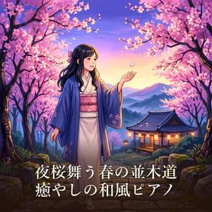 夜風に揺れる花びらと石畳の響き