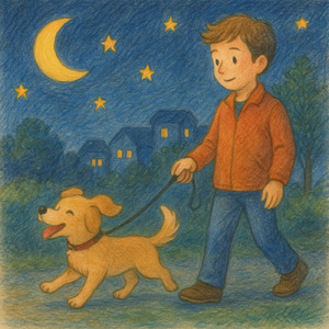 愛犬と夜の散歩