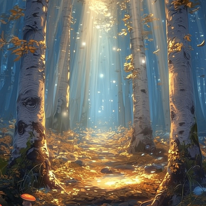 Birch Shadows (with rain)