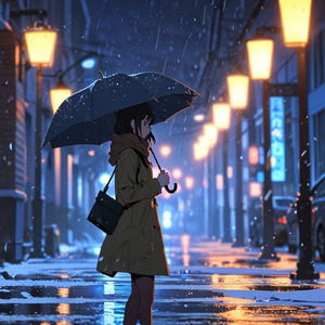 みぞれ雪の中で