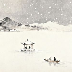 雪落湖心亭
