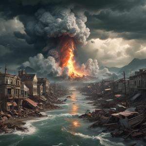 城市废墟悲伤灾难过后