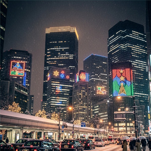 ネオンの雪が降る街