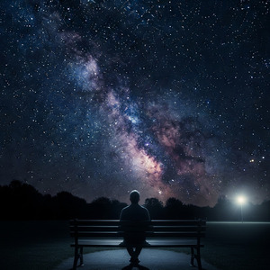 夜の公園で上の星