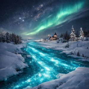 夜の街を人で歩いて