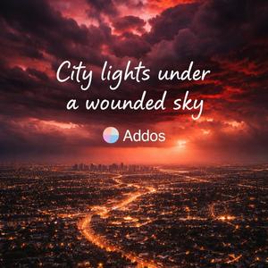 City lights under a wounded sky