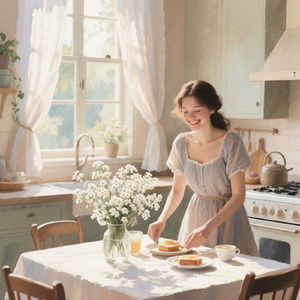 カスミソウの朝 ∼やさしい朝の光につつまれて～