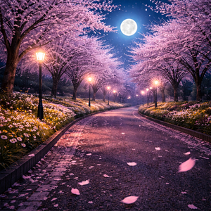 花びらと月の道