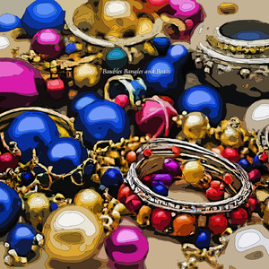 輝く腕輪とビーズ玉