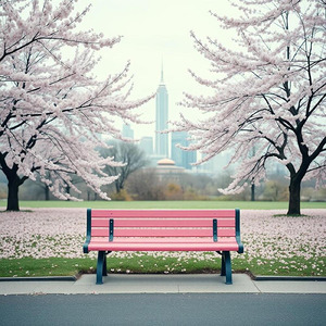 3月、東京のベンチで