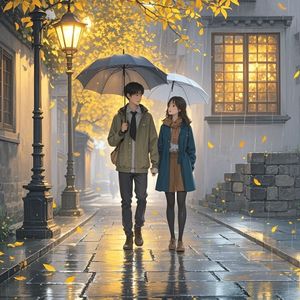 晚秋的伞下_微醺夏半