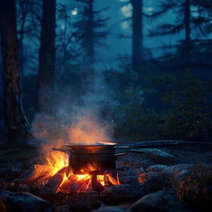 焚き火の揺らめきと煮込みカレー - キャンプ・リラックスBGM