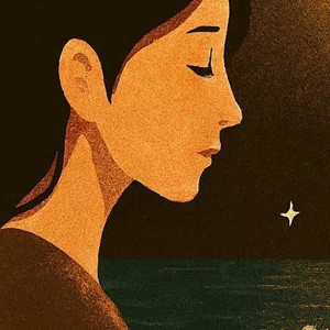 茶色月光下的她