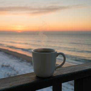 コーヒーに映った空模様