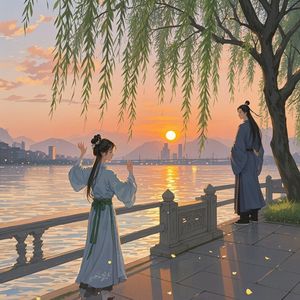 长堤送别珠水别柳丝美-刘裕光