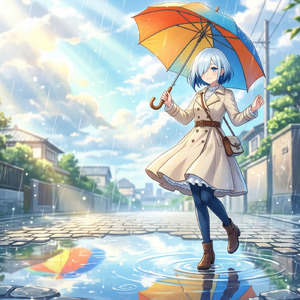 パラソルと天気雨