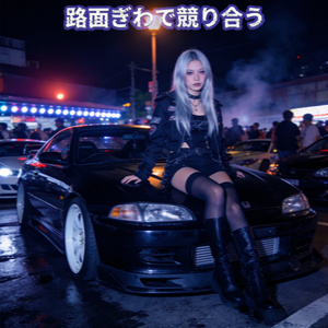 夜道を横切る火花