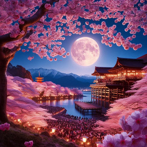 夜桜月光